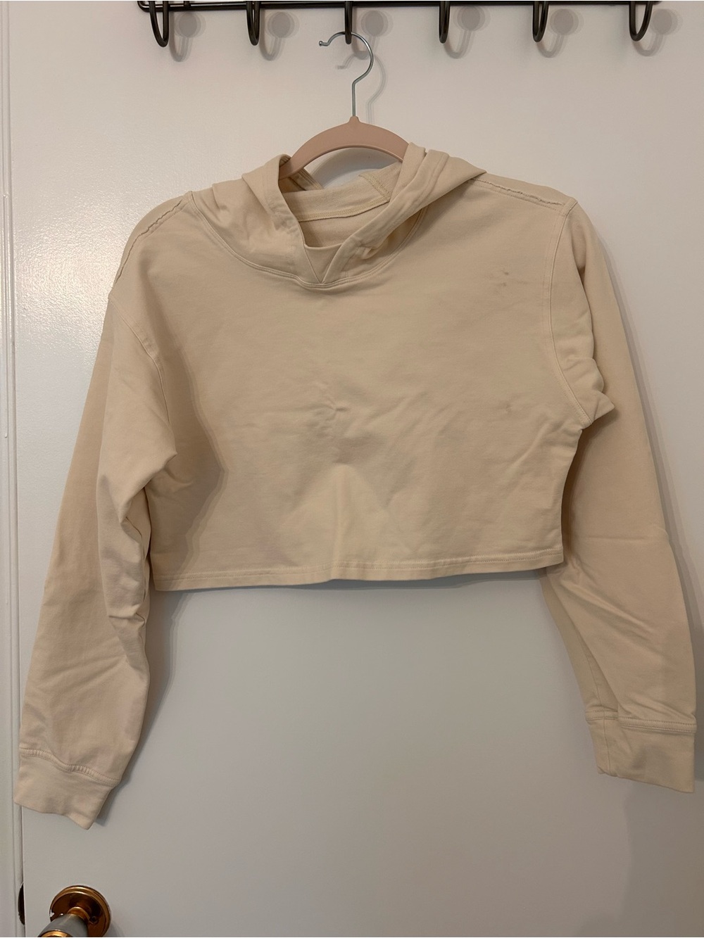 Cropped Hoodie Top in Cream